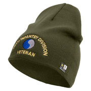 U.S. Army 29th Infantry Division Symbol Embroidered 8 Inch Solid Knit Short Beanie Made in USA - Olive OSFM