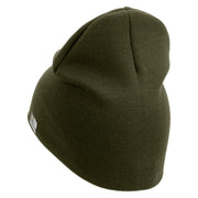 U.S. Army 29th Infantry Division Symbol Embroidered 8 Inch Solid Knit Short Beanie Made in USA - Olive OSFM