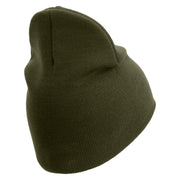 U.S. Army 29th Infantry Division Symbol Embroidered 8 Inch Solid Knit Short Beanie Made in USA - Olive OSFM