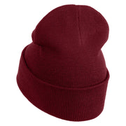 Trick Or Treat Puppy Embroidered 12" Long Knitted Beanie - Maroon OSFM
