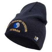 U.S. Army 29th Infantry Division Symbol Embroidered 8 Inch Solid Knit Short Beanie Made in USA - Navy OSFM