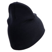 U.S. Army 29th Infantry Division Symbol Embroidered 8 Inch Solid Knit Short Beanie Made in USA - Navy OSFM