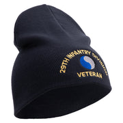 U.S. Army 29th Infantry Division Symbol Embroidered 8 Inch Solid Knit Short Beanie Made in USA - Navy OSFM