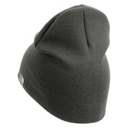 U.S. Army 29th Infantry Division Symbol Embroidered 8 Inch Solid Knit Short Beanie Made in USA - Charcoal OSFM