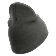 U.S. Army 29th Infantry Division Symbol Embroidered 8 Inch Solid Knit Short Beanie Made in USA - Charcoal OSFM