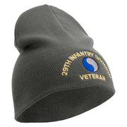 U.S. Army 29th Infantry Division Symbol Embroidered 8 Inch Solid Knit Short Beanie Made in USA - Charcoal OSFM