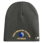U.S. Army 29th Infantry Division Symbol Embroidered 8 Inch Solid Knit Short Beanie Made in USA - Charcoal OSFM