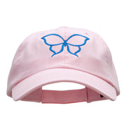 Outlined Butterfly Embroidered Low Profile Dyed Cotton Twill Cap