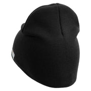 U.S. Army 32nd Infantry Brigade Symbol Embroidered 8 Inch Solid Knit Short Beanie Made in USA - Black OSFM