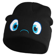 Inside Emotions Joy Embroidered 12" Long Knitted Beanie - Black OSFM