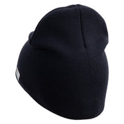 U.S. Army 32nd Infantry Brigade Symbol Embroidered 8 Inch Solid Knit Short Beanie Made in USA - Navy OSFM