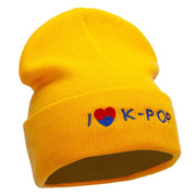 I Love K-Pop Embroidered 12 Inch Long Knitted Beanie