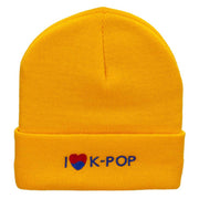 I Love K-Pop Embroidered 12 Inch Long Knitted Beanie