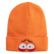 Inside Emotions Anxiety Embroidered 12" Long Knitted Beanie - Orange OSFM