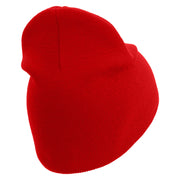 U.S. Army 33rd Infantry Brigade Combat Team Symbol Embroidered 8 Inch Solid Knit Short Beanie Made in USA - Red OSFM