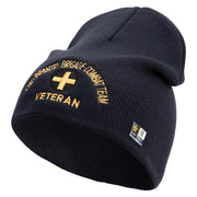 U.S. Army 33rd Infantry Brigade Combat Team Symbol Embroidered 8 Inch Solid Knit Short Beanie Made in USA - Navy OSFM