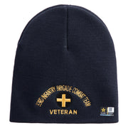 U.S. Army 33rd Infantry Brigade Combat Team Symbol Embroidered 8 Inch Solid Knit Short Beanie Made in USA - Navy OSFM