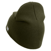 U.S. Army 33rd Infantry Brigade Combat Team Symbol Embroidered 8 Inch Solid Knit Short Beanie Made in USA - Olive OSFM