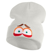 Inside Emotions Anxiety Embroidered 12" Long Knitted Beanie - White OSFM