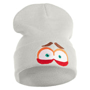 Inside Emotions Anxiety Embroidered 12" Long Knitted Beanie - White OSFM