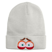 Inside Emotions Anxiety Embroidered 12" Long Knitted Beanie - White OSFM