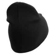 U.S. Army 33rd Infantry Brigade Combat Team Symbol Embroidered 8 Inch Solid Knit Short Beanie Made in USA - Black OSFM