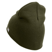 U.S. Army 34th Infantry Division Symbol Embroidered 8 Inch Solid Knit Short Beanie Made in USA - Olive OSFM