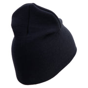 U.S. Army 34th Infantry Division Symbol Embroidered 8 Inch Solid Knit Short Beanie Made in USA - Navy OSFM