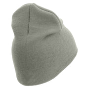 U.S. Army 34th Infantry Division Symbol Embroidered 8 Inch Solid Knit Short Beanie Made in USA - Dk-Ash OSFM