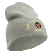 U.S. Army 34th Infantry Division Symbol Embroidered 8 Inch Solid Knit Short Beanie Made in USA - Dk-Ash OSFM