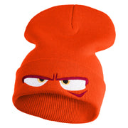 Inside Emotions Anger Embroidered 12" Long Knitted Beanie - Orange OSFM