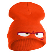 Inside Emotions Anger Embroidered 12" Long Knitted Beanie - Orange OSFM