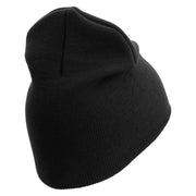 U.S. Army 34th Infantry Division Symbol Embroidered 8 Inch Solid Knit Short Beanie Made in USA - Black OSFM