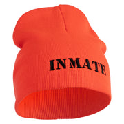 Inmate Costume Symbol Embroidered 8" Acylic Short Beanie - Orange OSFM