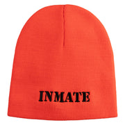 Inmate Costume Symbol Embroidered 8" Acylic Short Beanie - Orange OSFM
