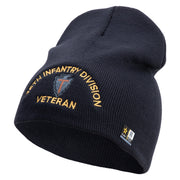 U.S. Army 36th Infantry Division Symbol Embroidered 8 Inch Solid Knit Short Beanie Made in USA - Navy OSFM