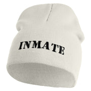 Inmate Costume Symbol Embroidered 8" Acylic Short Beanie - White OSFM