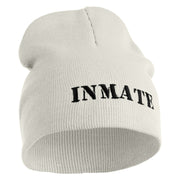 Inmate Costume Symbol Embroidered 8" Acylic Short Beanie - White OSFM