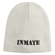 Inmate Costume Symbol Embroidered 8" Acylic Short Beanie - White OSFM