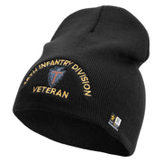 U.S. Army 36th Infantry Division Symbol Embroidered 8 Inch Solid Knit Short Beanie Made in USA - Black OSFM