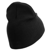 U.S. Army 36th Infantry Division Symbol Embroidered 8 Inch Solid Knit Short Beanie Made in USA - Black OSFM