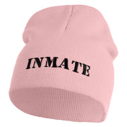 Inmate Costume Symbol Embroidered 8" Acylic Short Beanie - Pink OSFM