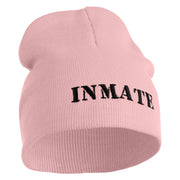 Inmate Costume Symbol Embroidered 8" Acylic Short Beanie - Pink OSFM