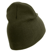 U.S. Army 36th Infantry Division Symbol Embroidered 8 Inch Solid Knit Short Beanie Made in USA - Olive OSFM