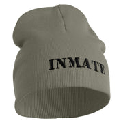Inmate Costume Symbol Embroidered 8" Acylic Short Beanie - Grey OSFM