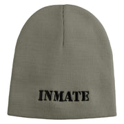 Inmate Costume Symbol Embroidered 8" Acylic Short Beanie - Grey OSFM