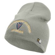 U.S. Army 36th Infantry Division Symbol Embroidered 8 Inch Solid Knit Short Beanie Made in USA - Dk-Ash OSFM