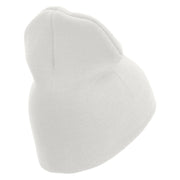 U.S. Army 37th Infantry Brigade Combat Team Symbol Embroidered 8 Inch Solid Knit Short Beanie Made in USA - White OSFM