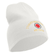 U.S. Army 37th Infantry Brigade Combat Team Symbol Embroidered 8 Inch Solid Knit Short Beanie Made in USA - White OSFM