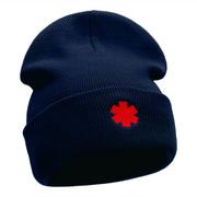 Medical Alert Symbol Embroidered 12 Inch Knitted Long Beanie